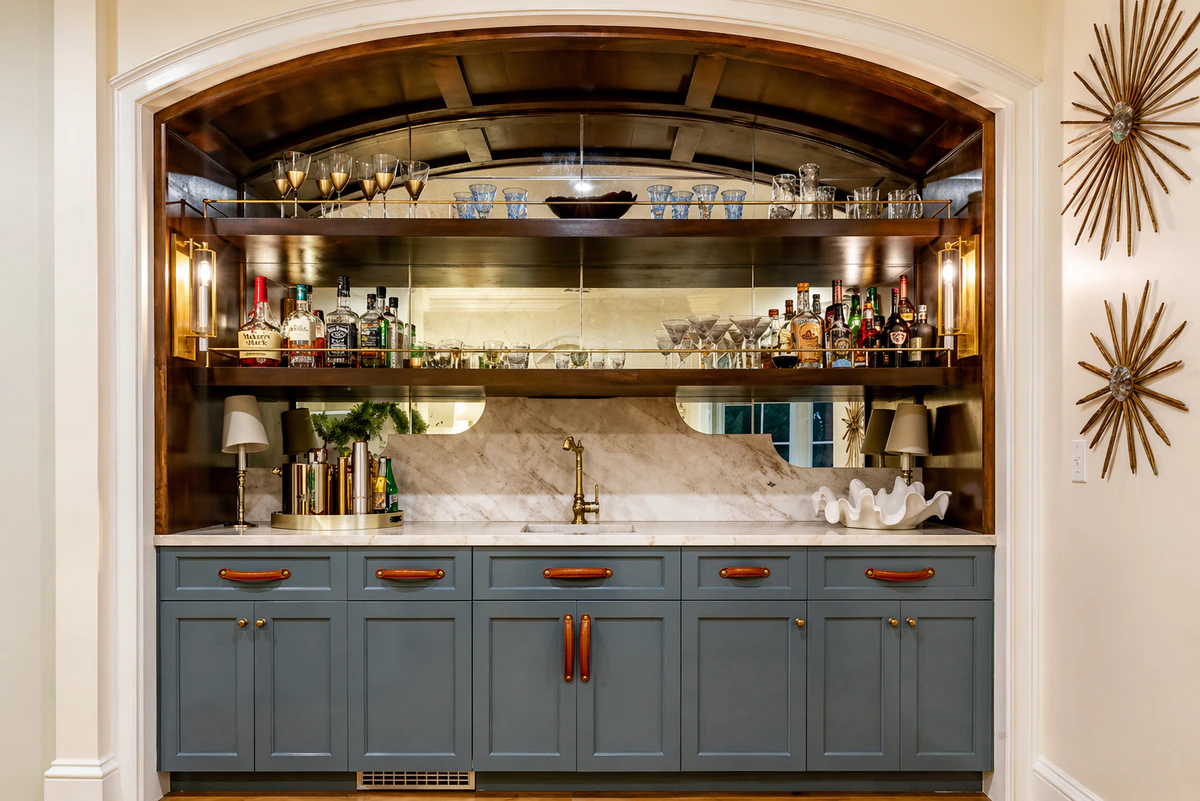 Custom cabinet painting — modern home bar finish by J&I Coastal Painting