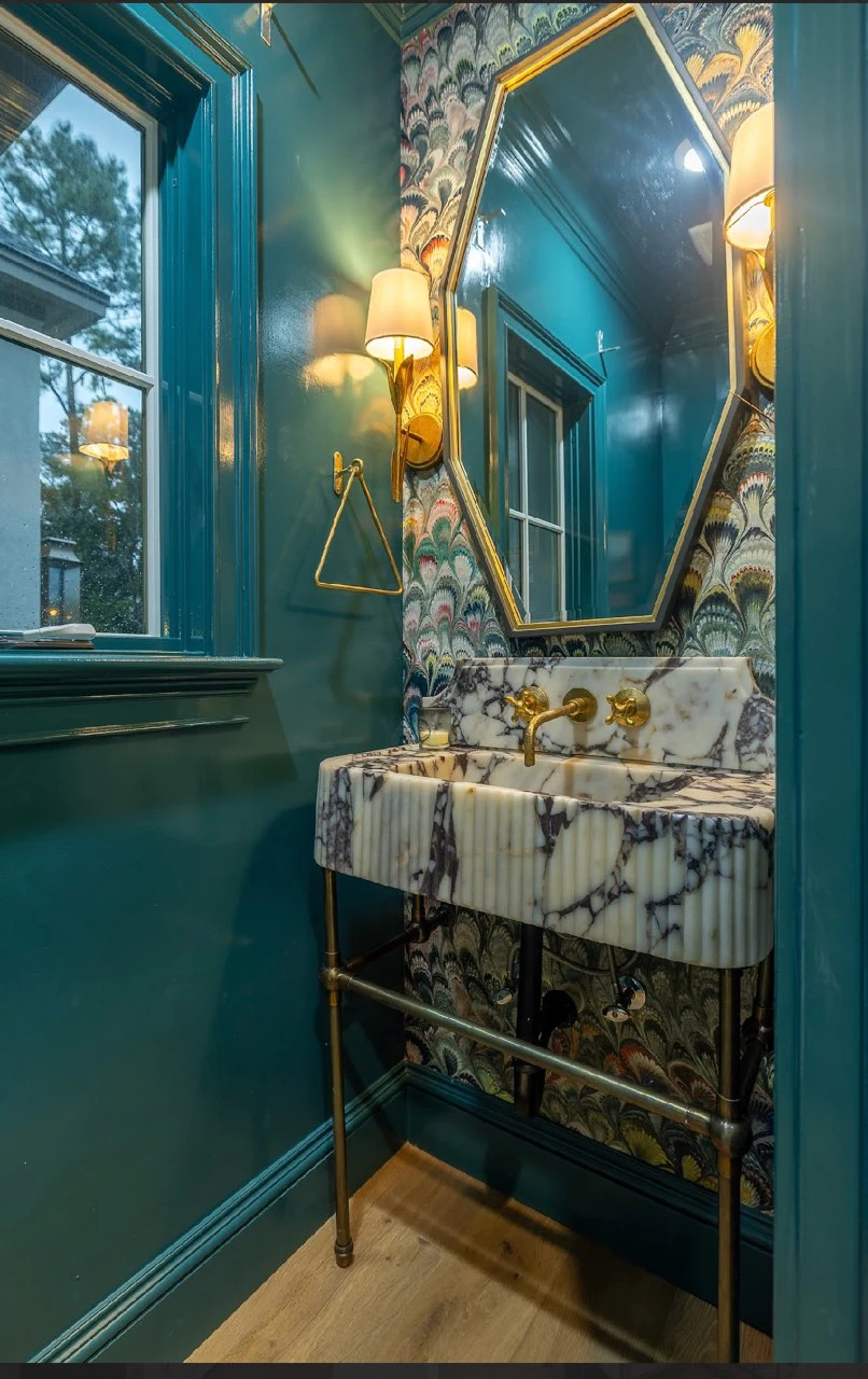 Teal bathroom interior painting with a modern design — commercial finish, Hilton Head SC